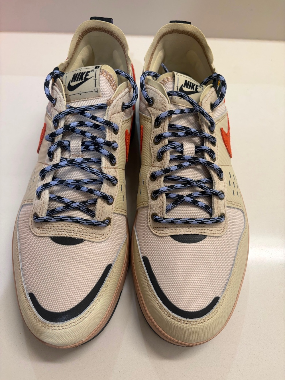 Nike Men’s Beige Sneakers with Orange Swoosh